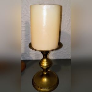 Vintage Brass Pillar Candle Holder Spike